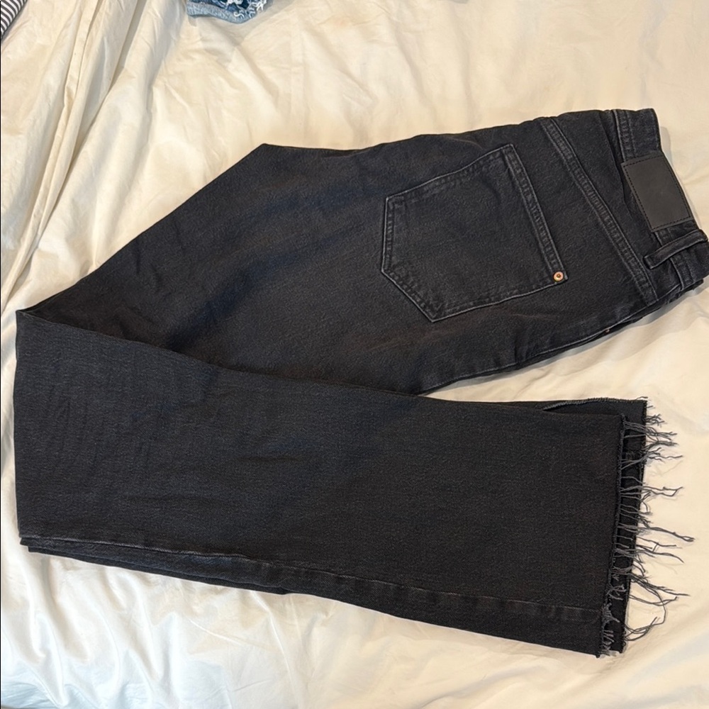 ZARA Black Frayed Split-Hem Jeans